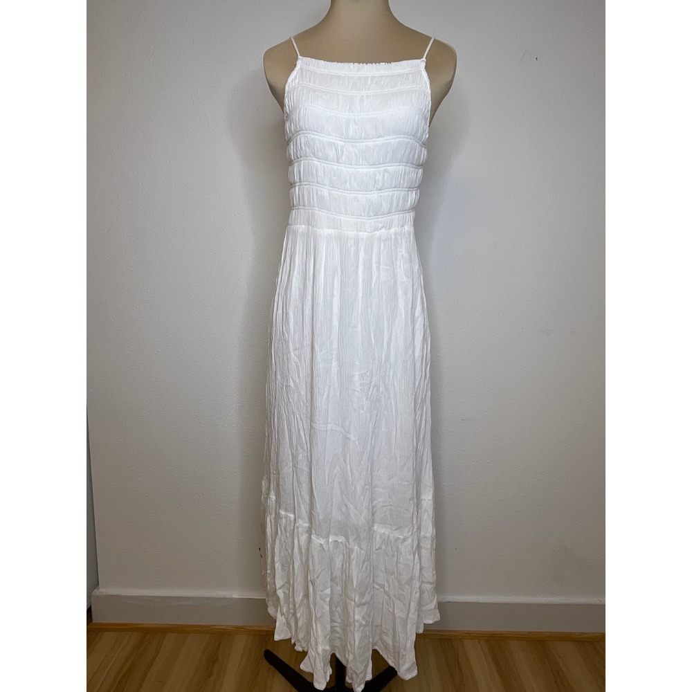 Z Supply Womens Maxi Dress Smocked Tiered Boho Size L White